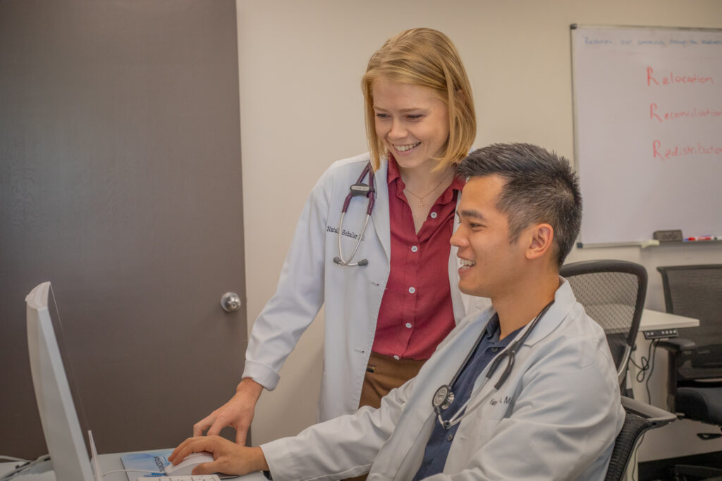 teleheath doctors checking computer