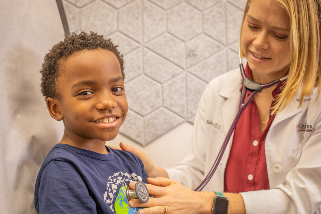 pediatric checkup with child